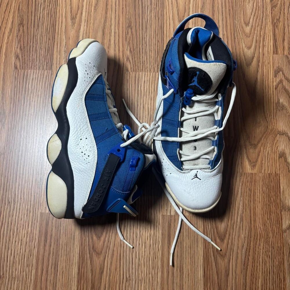 Air Jordan 6 Rings Men’s Size 9 White Blue Basketball Sneakers Shoes